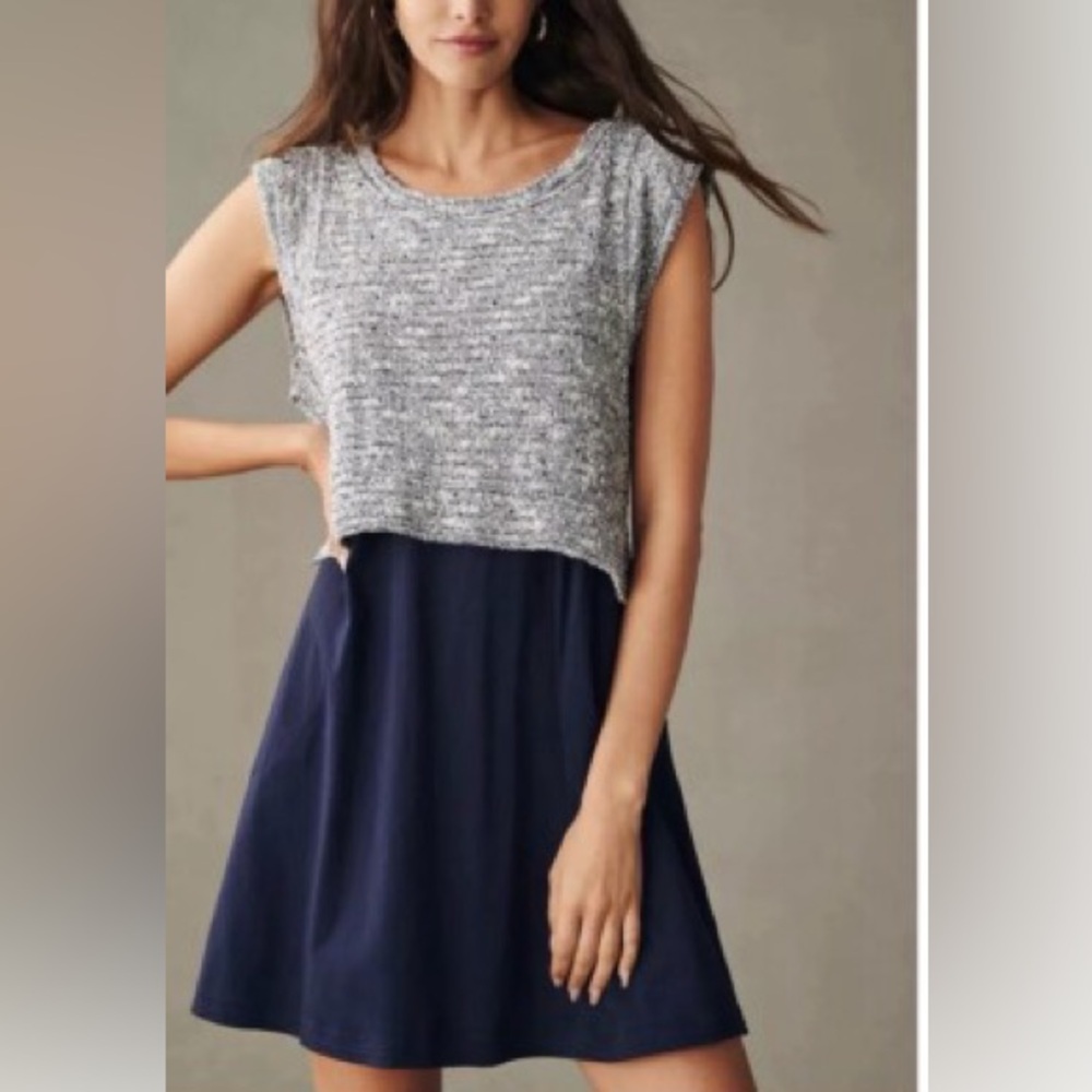 Anthropologie Blue Sleeveless Tank Dress